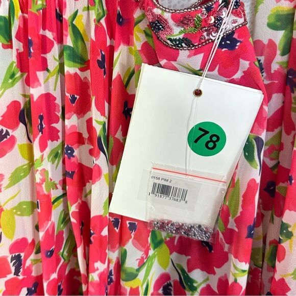 Mac Duggal 9158 Floral Chiffon Bell Sleeve Ruffle Mini Cocktail Dress | Size 2 - Picture 8 of 13